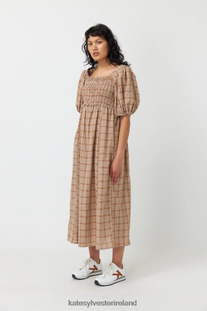 Clothing Caramel Kate Sylvester Women Gingham shirred dress J4V2R143