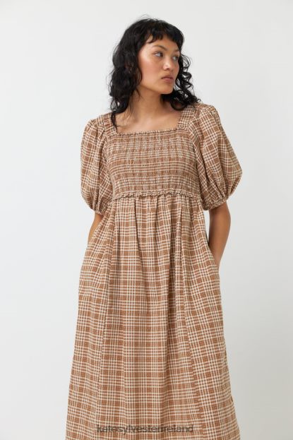 Clothing Caramel Kate Sylvester Women Gingham shirred dress J4V2R143