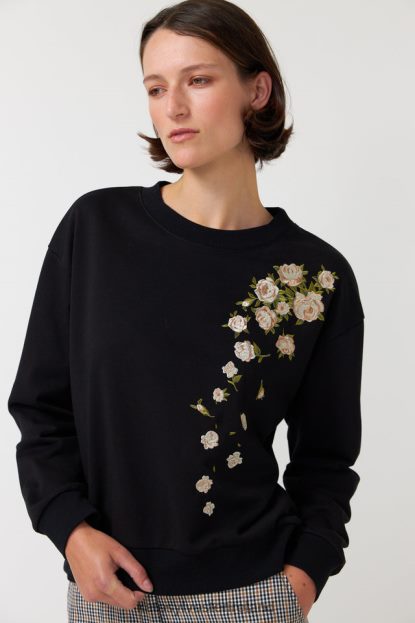 Clothing Black Kate Sylvester Women Falling roses sweatshirt J4V2R184