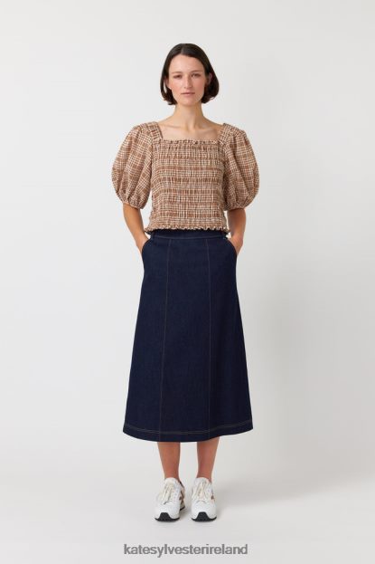 Clothing Caramel Kate Sylvester Women Gingham shirred top J4V2R228