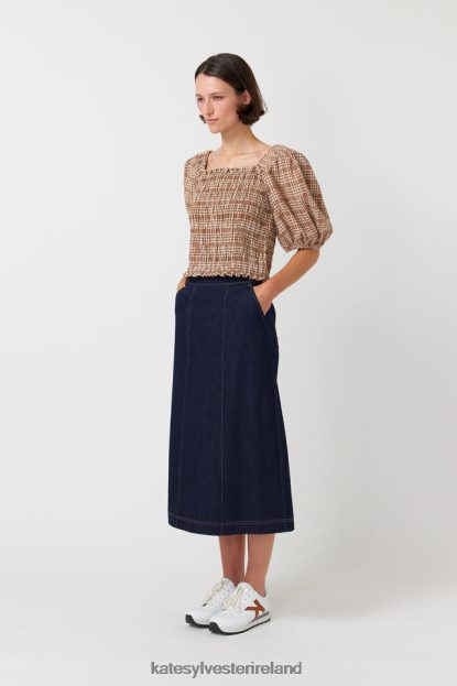 Clothing Caramel Kate Sylvester Women Gingham shirred top J4V2R228