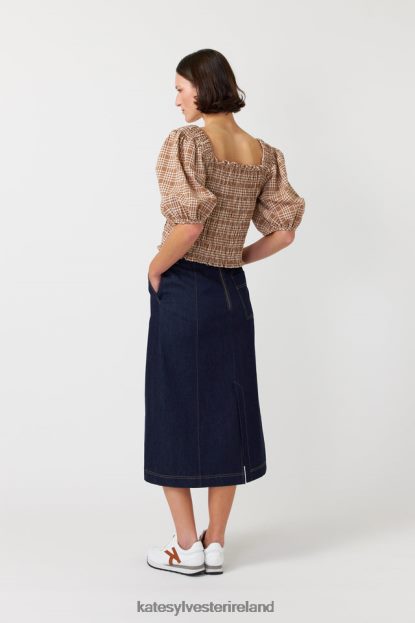 Clothing Caramel Kate Sylvester Women Gingham shirred top J4V2R228