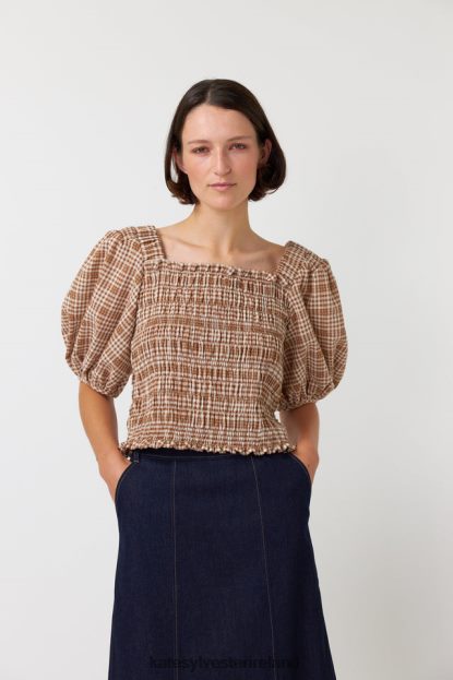 Clothing Caramel Kate Sylvester Women Gingham shirred top J4V2R228