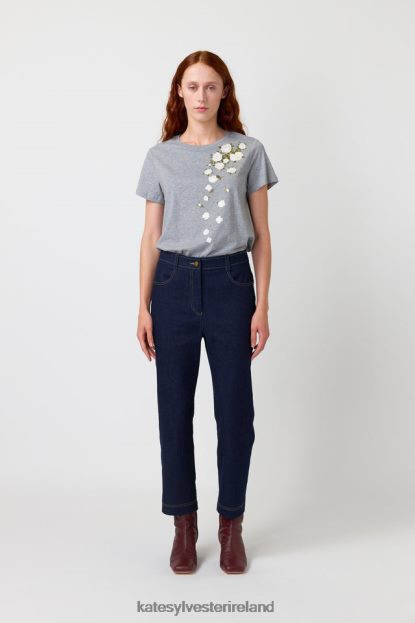 Clothing Grey marl Kate Sylvester Women Falling roses t-shirt J4V2R181