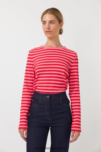Clothing Pink stripe Kate Sylvester Women Stripey long sleeve top J4V2R234