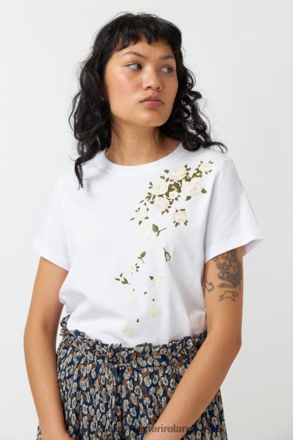 Clothing White Kate Sylvester Women Falling roses t-shirt J4V2R182